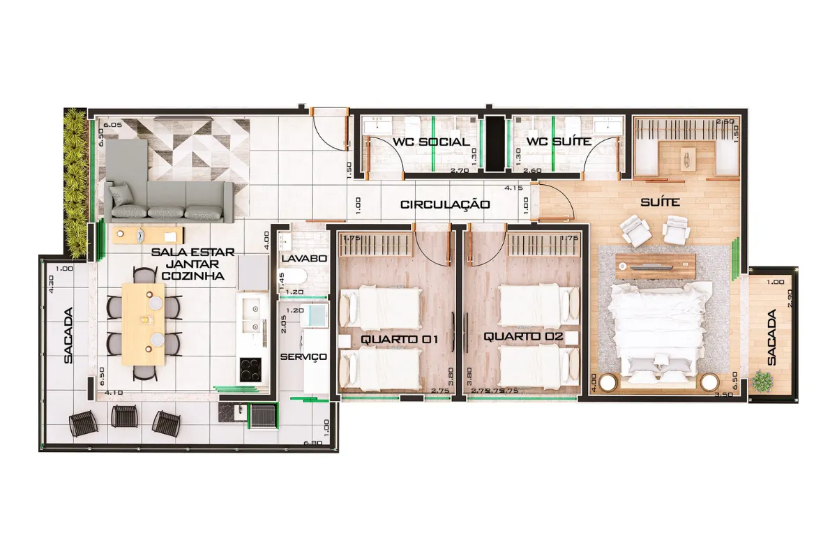 Planta apartamento tipo — Privileged View
